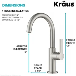 KRAUS Oletto Single Handle Kitchen Bar Faucet in Spot Free Stainless Steel