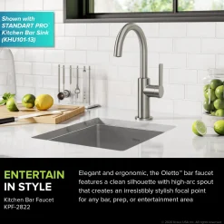 KRAUS Oletto Single Handle Kitchen Bar Faucet in Spot Free Stainless Steel