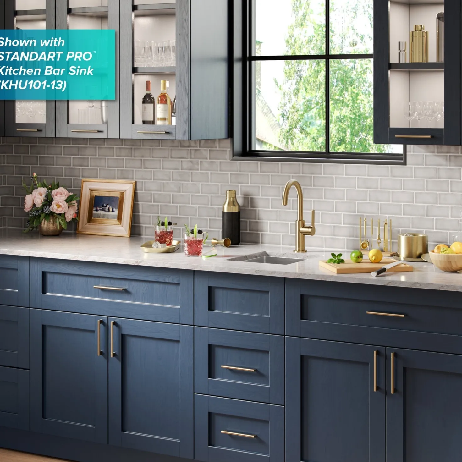 KRAUS Oletto Single Handle Kitchen Bar Faucet in Brushed Brass