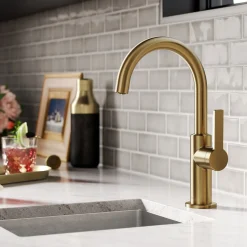 KRAUS Oletto Single Handle Kitchen Bar Faucet in Brushed Brass