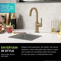 KRAUS Oletto Single Handle Kitchen Bar Faucet in Brushed Brass