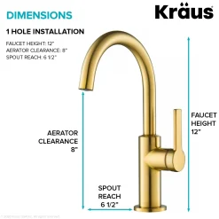 KRAUS Oletto Single Handle Kitchen Bar Faucet in Brushed Brass