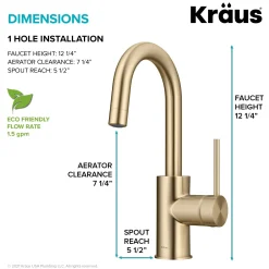 KRAUS Oletto Single Handle Kitchen Bar Faucet in Spot Free Antique Champagne Bronze