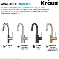 KRAUS Oletto Single Handle Kitchen Bar Faucet in Spot Free Antique Champagne Bronze
