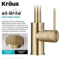 KRAUS Oletto Single Handle Kitchen Bar Faucet in Spot Free Antique Champagne Bronze