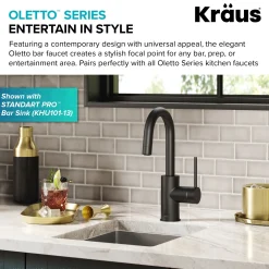 KRAUS Oletto Single Handle Kitchen Bar Faucet in Matte Black