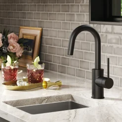 KRAUS Oletto Single Handle Kitchen Bar Faucet in Matte Black