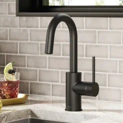 KRAUS Oletto Single Handle Kitchen Bar Faucet in Matte Black