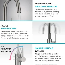 KRAUS Oletto Single Handle Kitchen Bar Faucet in Brushed Brass