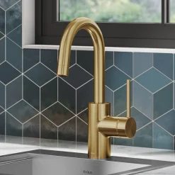 KRAUS Oletto Single Handle Kitchen Bar Faucet in Brushed Brass