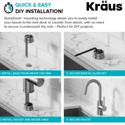 KRAUS Oletto Single Handle Kitchen Bar Faucet in Brushed Brass