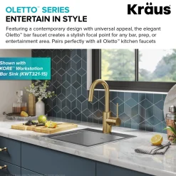 KRAUS Oletto Single Handle Kitchen Bar Faucet in Brushed Brass