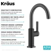 KRAUS Oletto Single Handle Matte Black & Black Stainless Steel Kitchen Bar Faucet