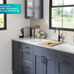 KRAUS Oletto Single Handle Matte Black & Black Stainless Steel Kitchen Bar Faucet