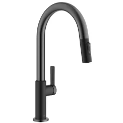 KRAUS Oletto Single Handle Matte Black & Black Stainless Steel Pull-Down Kitchen Faucet
