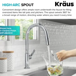KRAUS Oletto Single Handle Matte Black & Black Stainless Steel Pull-Down Kitchen Faucet