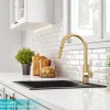 KRAUS Oletto Single Handle Pull Down Kitchen Faucet in Brushed Brass