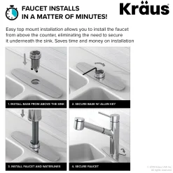 KRAUS Oletto Single Handle Pull Down Kitchen Faucet in Brushed Brass
