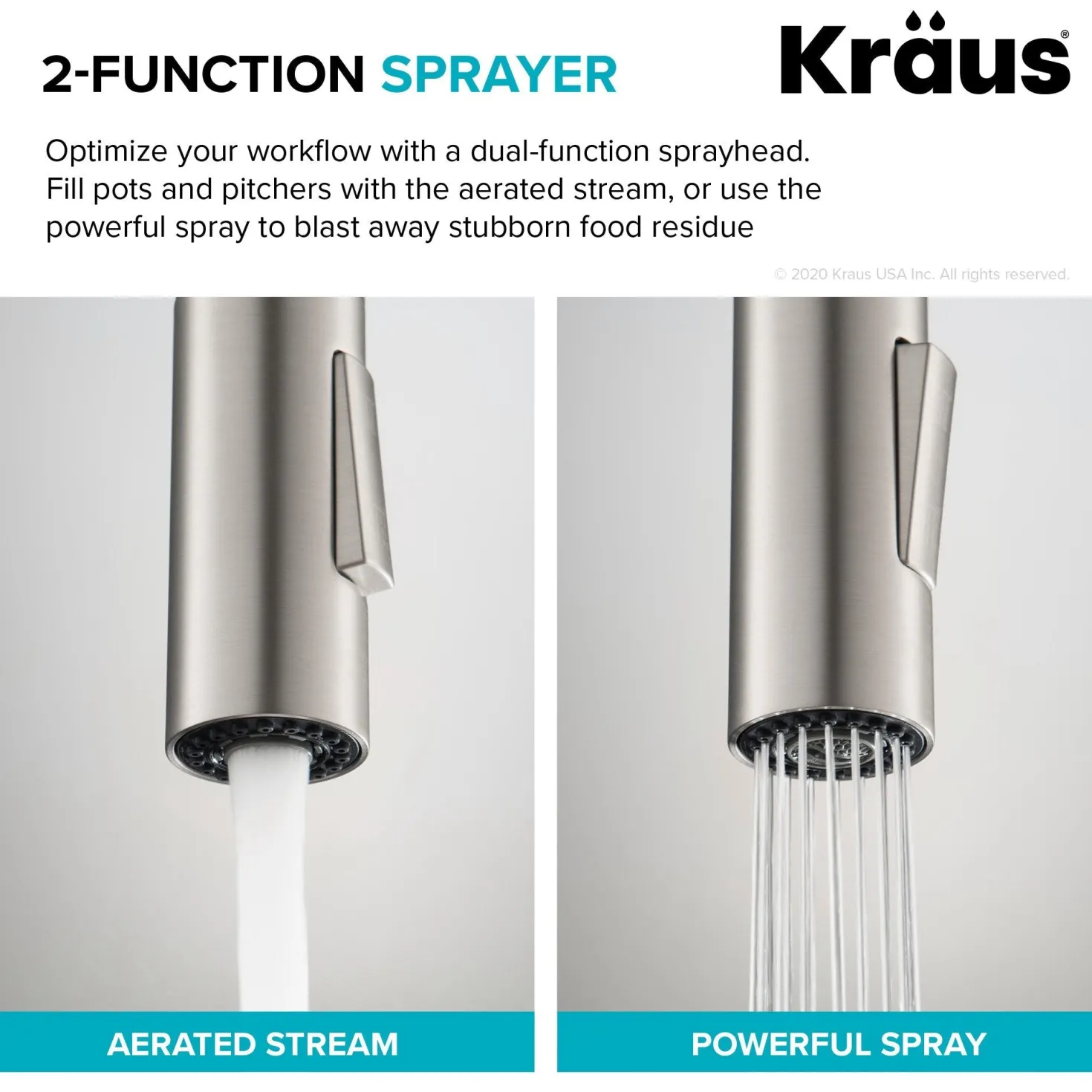 KRAUS Oletto Single Handle Pull-Down Kitchen Faucet in Spot Free Stainless Steel