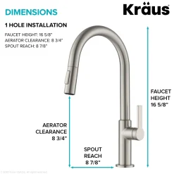 KRAUS Oletto Single Handle Pull-Down Kitchen Faucet in Spot Free Stainless Steel
