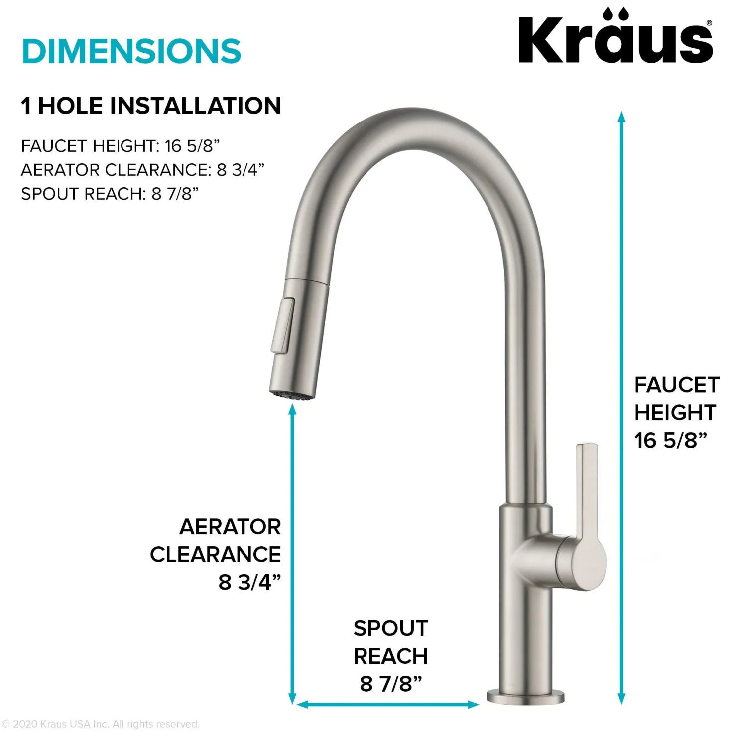KRAUS Oletto Single Handle Pull-Down Kitchen Faucet in Spot Free Stainless Steel