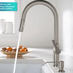 KRAUS Oletto Single Handle Pull-Down Kitchen Faucet in Spot Free Stainless Steel