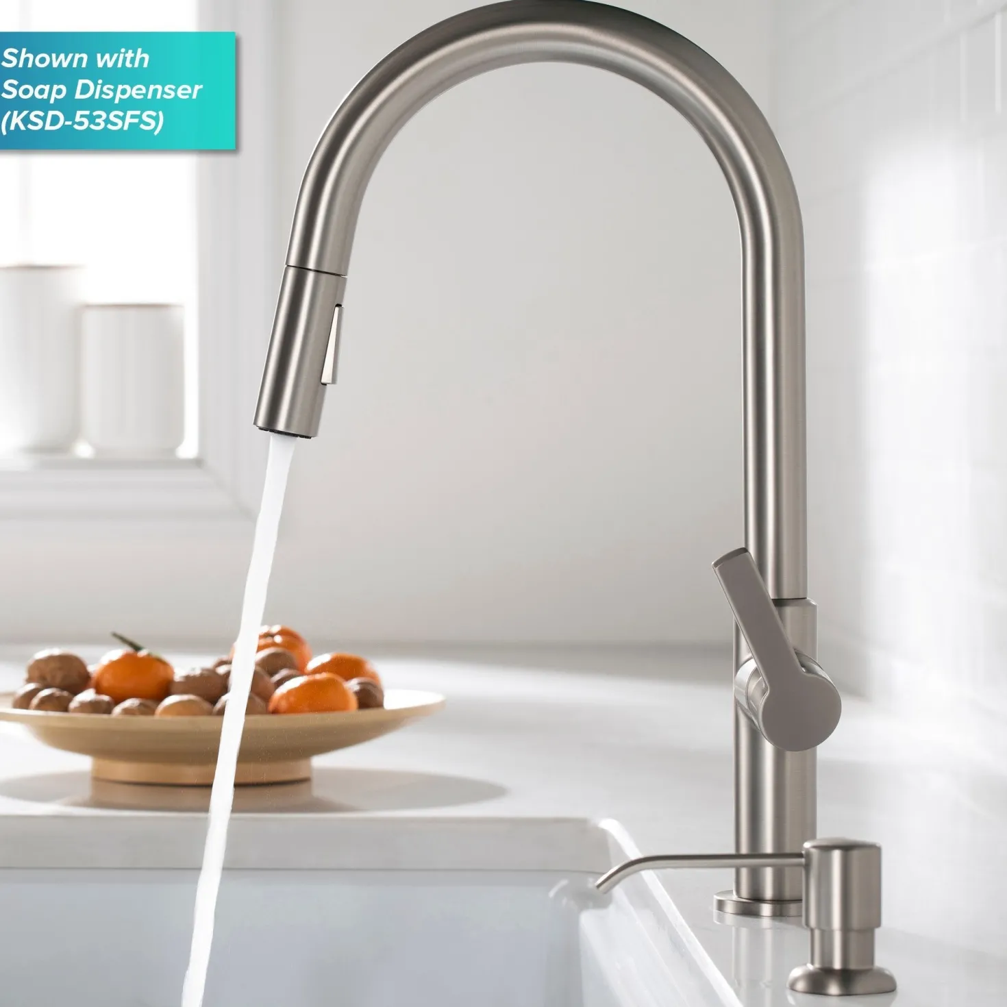 KRAUS Oletto Single Handle Pull-Down Kitchen Faucet in Spot Free Stainless Steel
