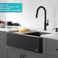 KRAUS Oletto Single Handle Pull-Down Kitchen Faucet in Matte Black