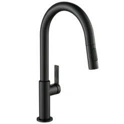 KRAUS Oletto Single Handle Pull-Down Kitchen Faucet in Matte Black