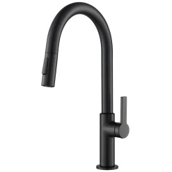 KRAUS Oletto Single Handle Pull-Down Kitchen Faucet in Matte Black