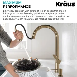 KRAUS Oletto Single Handle Pull-Down Kitchen Faucet in Matte Black