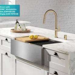 KRAUS Oletto Single Handle Pull-Down Kitchen Faucet in Spot Free Antique Champagne Bronze