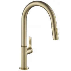 KRAUS Oletto Single Handle Pull-Down Kitchen Faucet in Spot Free Antique Champagne Bronze