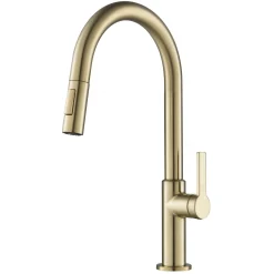 KRAUS Oletto Single Handle Pull-Down Kitchen Faucet in Spot Free Antique Champagne Bronze