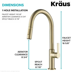 KRAUS Oletto Single Handle Pull-Down Kitchen Faucet in Spot Free Antique Champagne Bronze