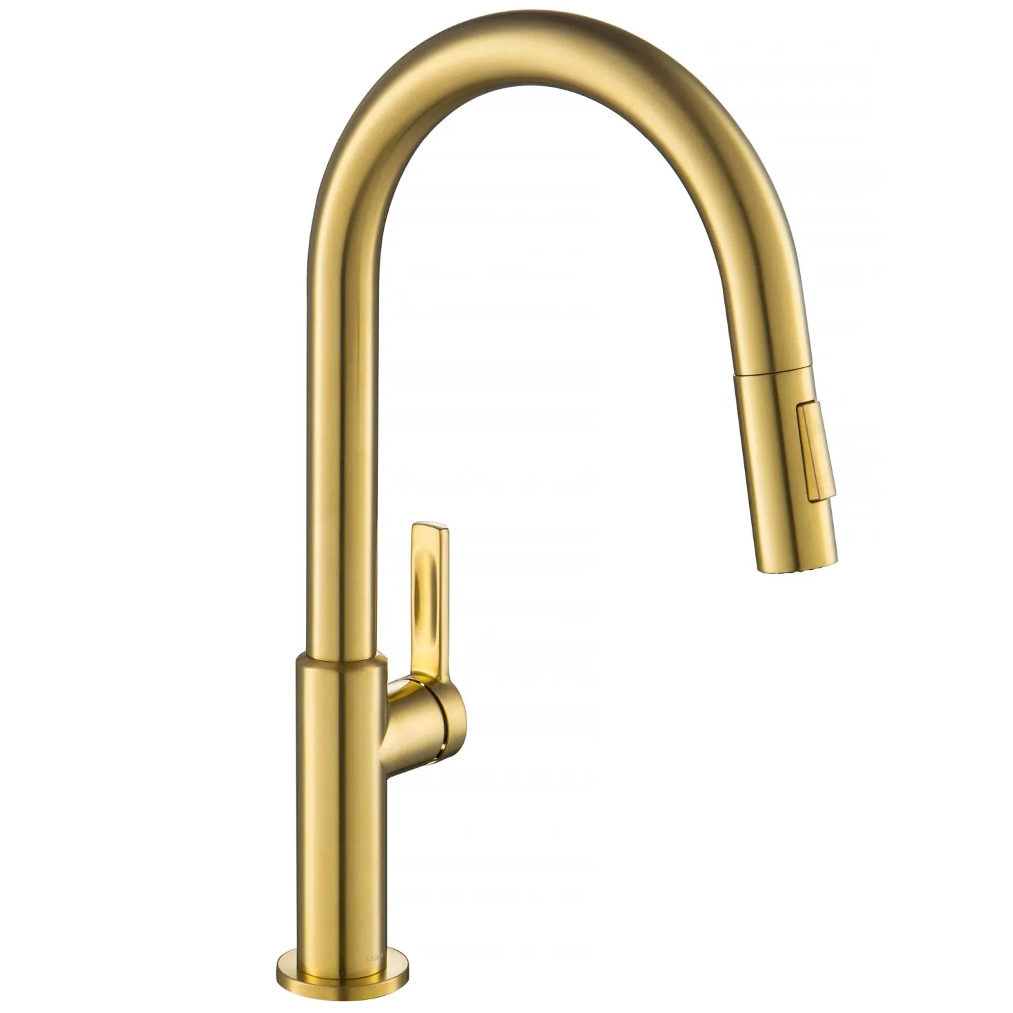 KRAUS Oletto Single Handle Pull-Down Kitchen Faucet in Brushed Brass