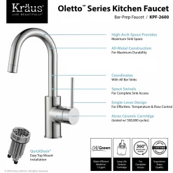 KRAUS Oletto Single Lever Kitchen Bar Faucet in Chrome