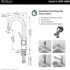 KRAUS Oletto Single Lever Kitchen Bar Faucet in Chrome