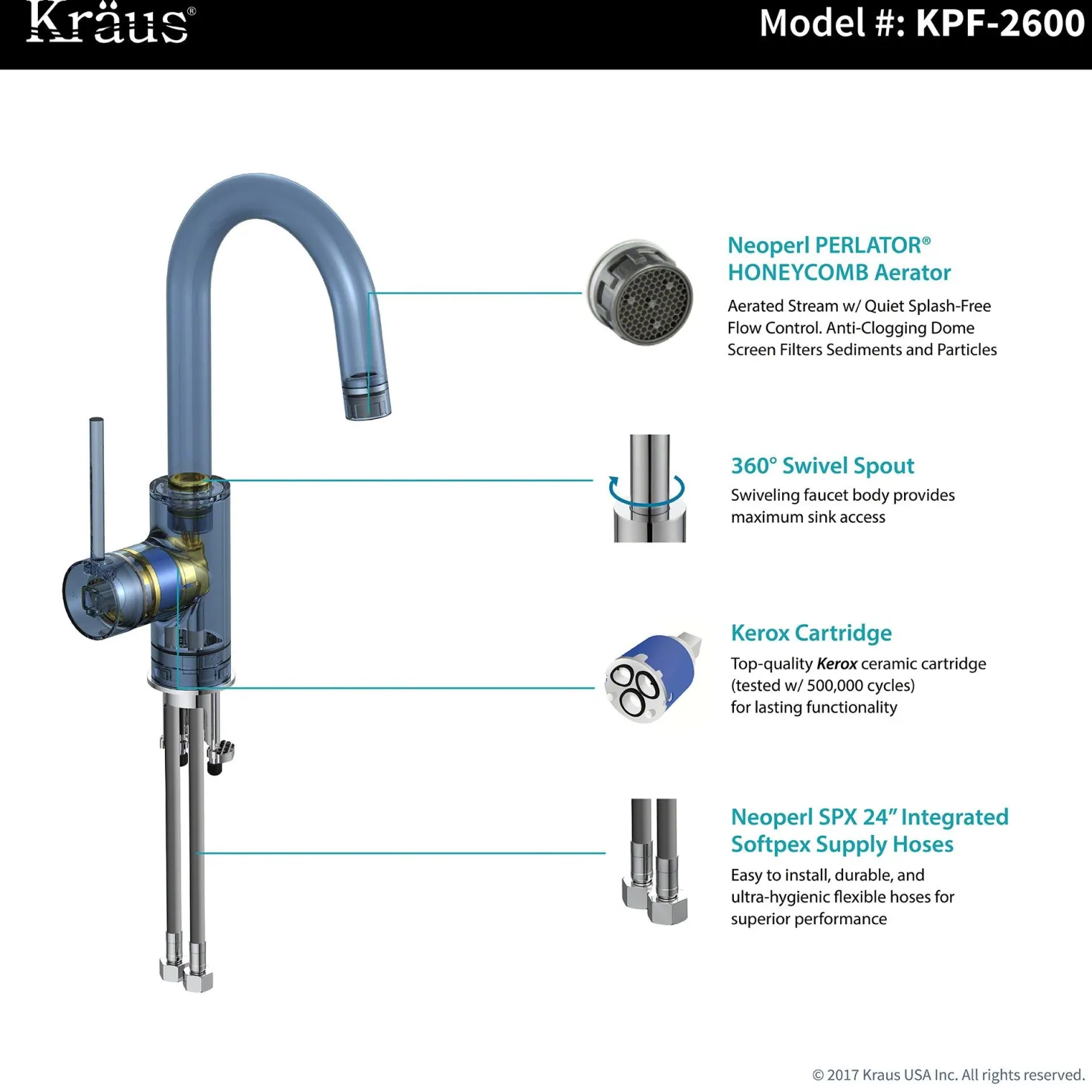 KRAUS Oletto Single Lever Kitchen Bar Faucet in Chrome