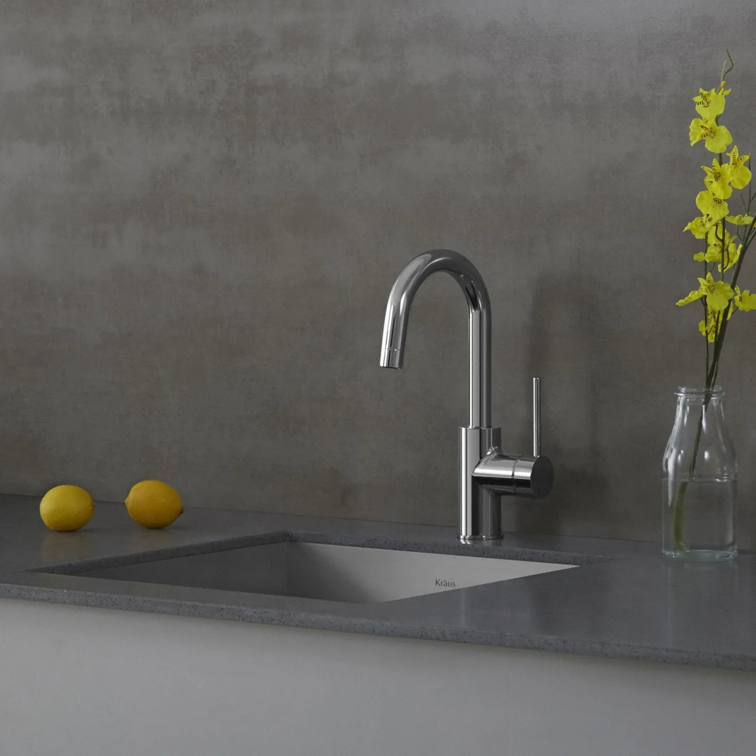 KRAUS Oletto Single Lever Kitchen Bar Faucet in Chrome