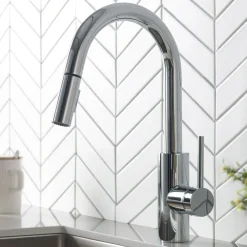 KRAUS Oletto Single Lever Pull Down Kitchen Faucet in Chrome