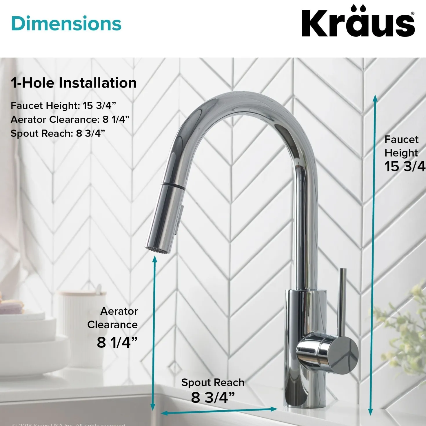 KRAUS Oletto Single Lever Pull Down Kitchen Faucet in Chrome