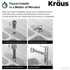 KRAUS Oletto Single Lever Pull Down Kitchen Faucet in Chrome