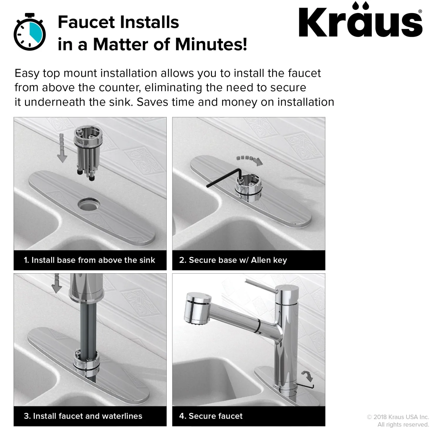 KRAUS Oletto Single Lever Pull Down Kitchen Faucet in Chrome