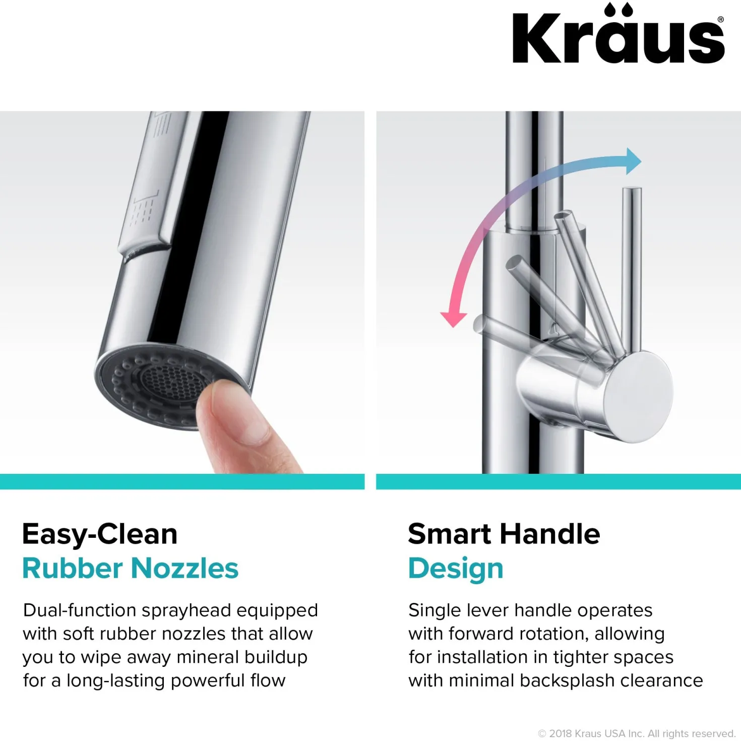 KRAUS Oletto Single Lever Pull Down Kitchen Faucet in Chrome