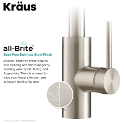 KRAUS Oletto Single Lever Pull Down Kitchen Faucet in Spot Free all-Brite Stainless Steel