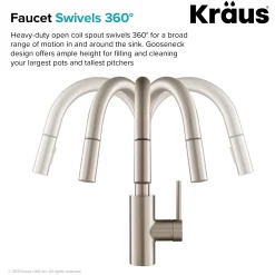KRAUS Oletto Single Lever Pull Down Kitchen Faucet in Spot Free all-Brite Stainless Steel