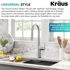 KRAUS Oletto Tall Modern Single-Handle Touch Activated with Pull Down Sprayer in Spot Free Stainless Steel