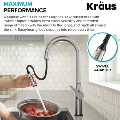 KRAUS Oletto Tall Modern Single-Handle Touch Activated with Pull Down Sprayer in Spot Free Stainless Steel