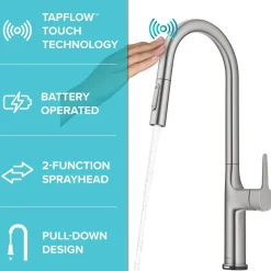 KRAUS Oletto Tall Modern Single-Handle Touch Activated with Pull Down Sprayer in Spot Free Stainless Steel